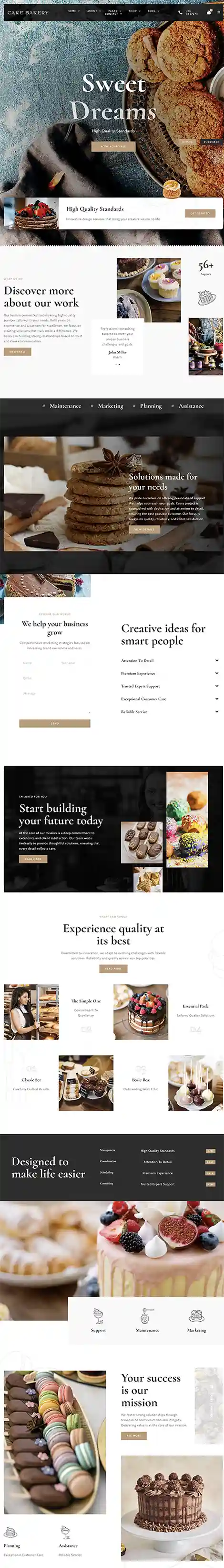 Aperçu du site template patisserie